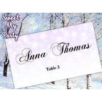 Winter Wedding Place Card template,Lavender Snowflakes Wedding Place Card templates,(13)